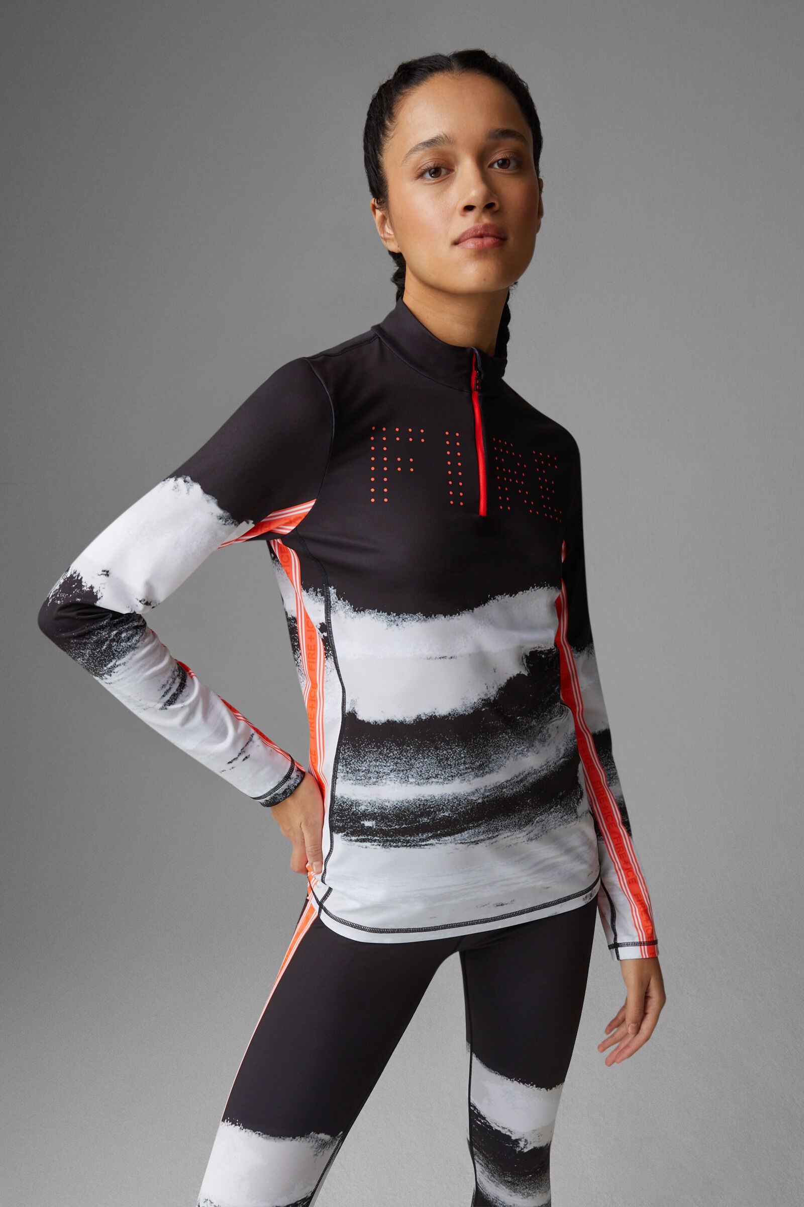 Idda Functional shirt in Black/White/Orange - 2
