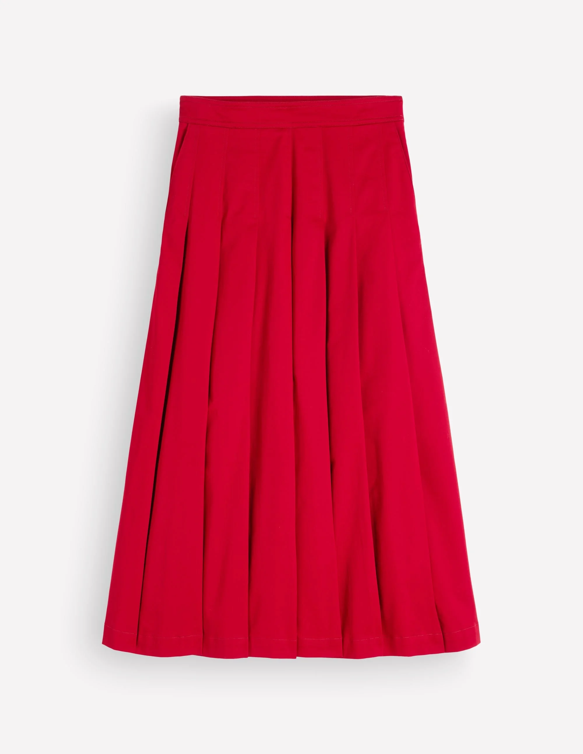 Aya cotton sateen Midi Skirt-Crimson Red - 1