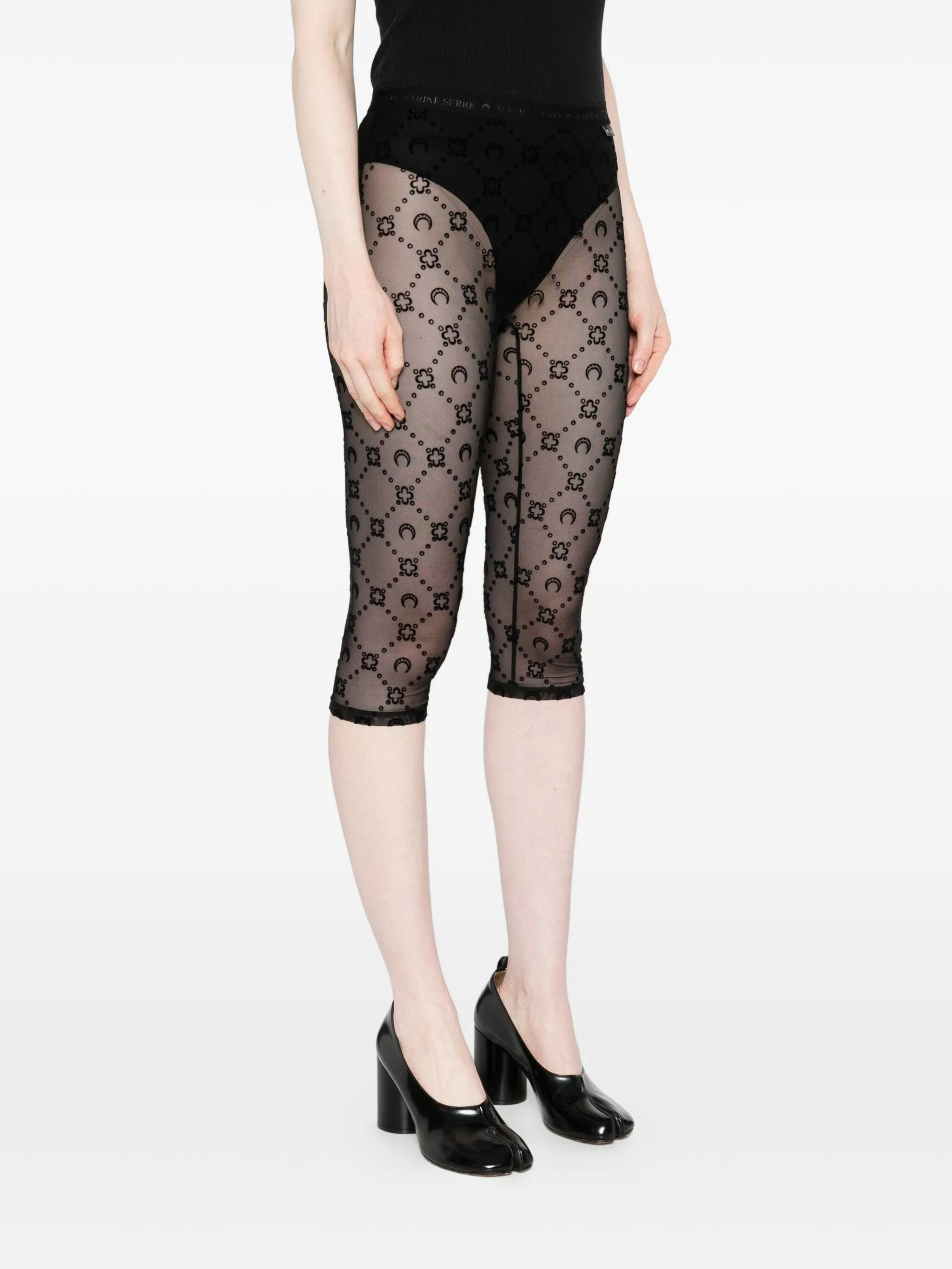 moon-embellished mesh shorts - 3