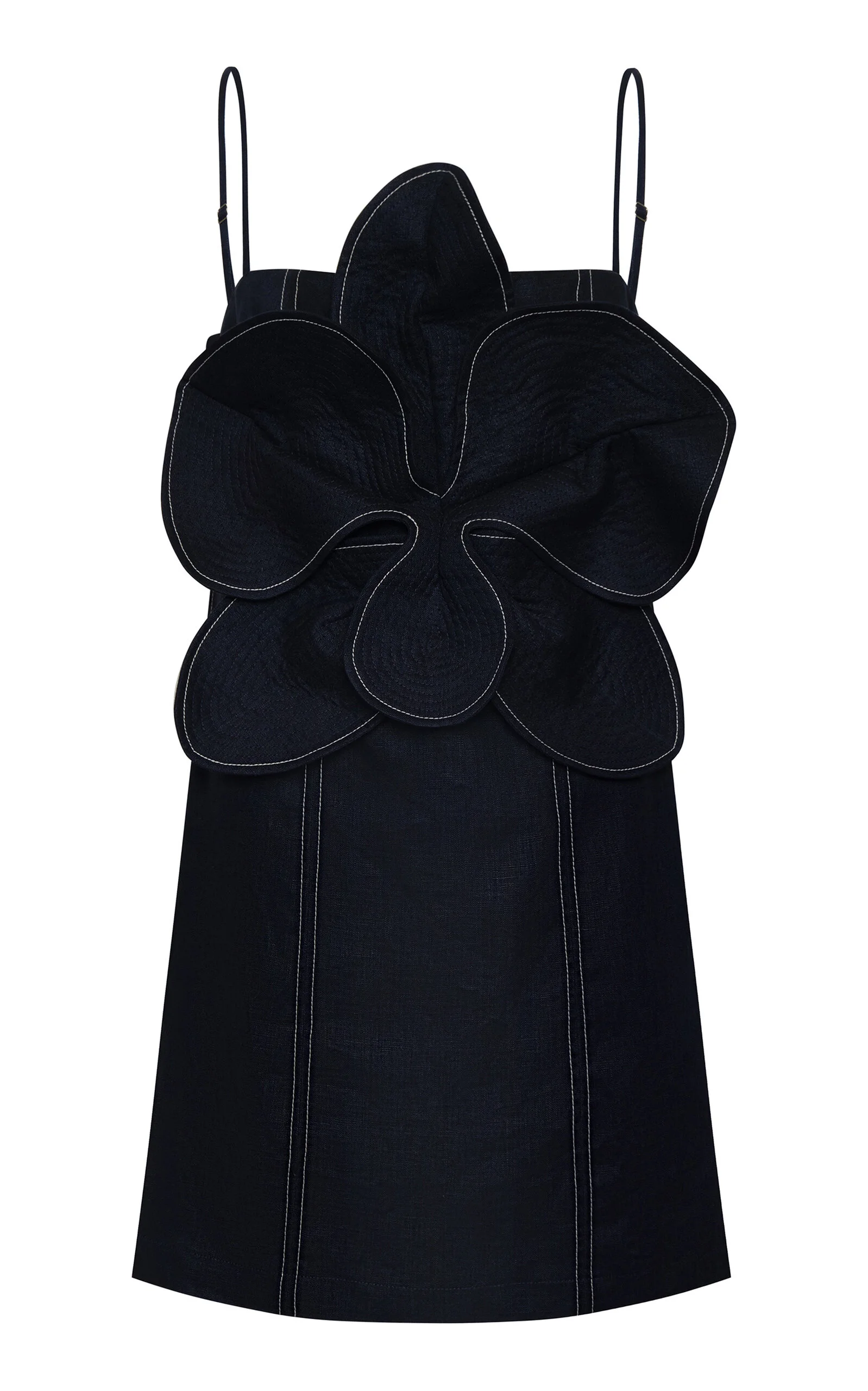 Donde Nace Embellished Linen Mini Dress navy - 1