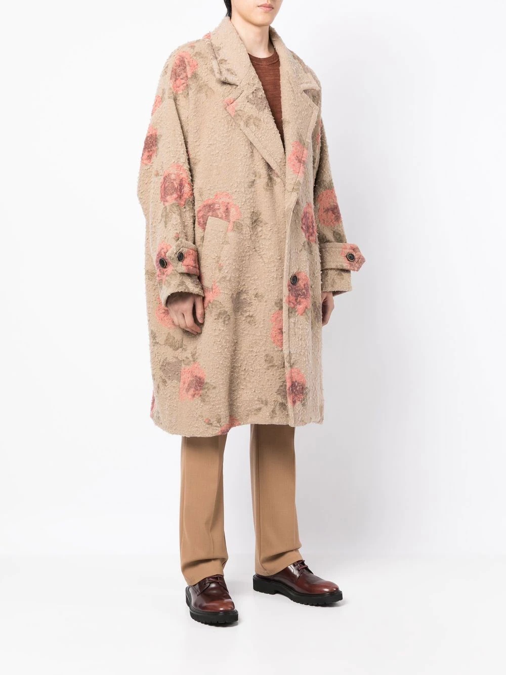 Cassie brushed floral-print coat - 3