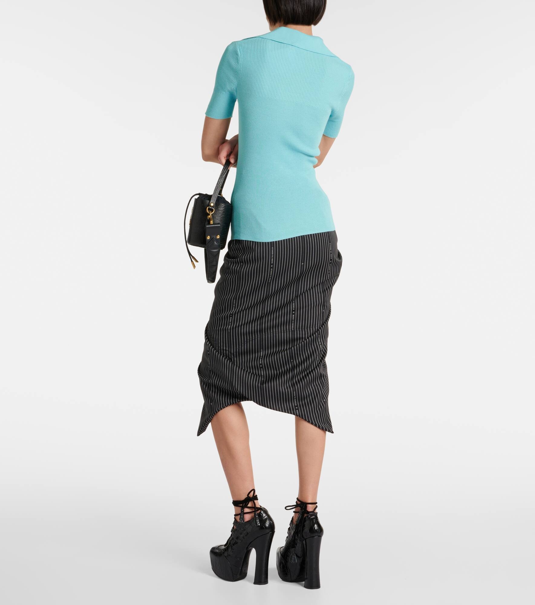 Marina ribbed-knit cotton polo shirt - 3