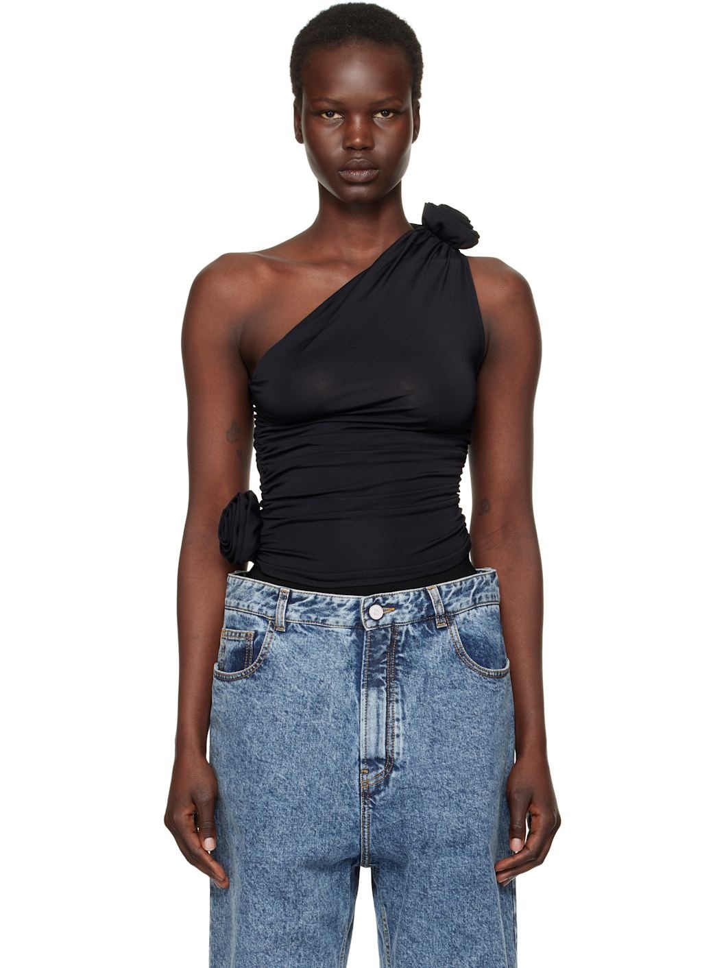Black One Shoulder Top - 1