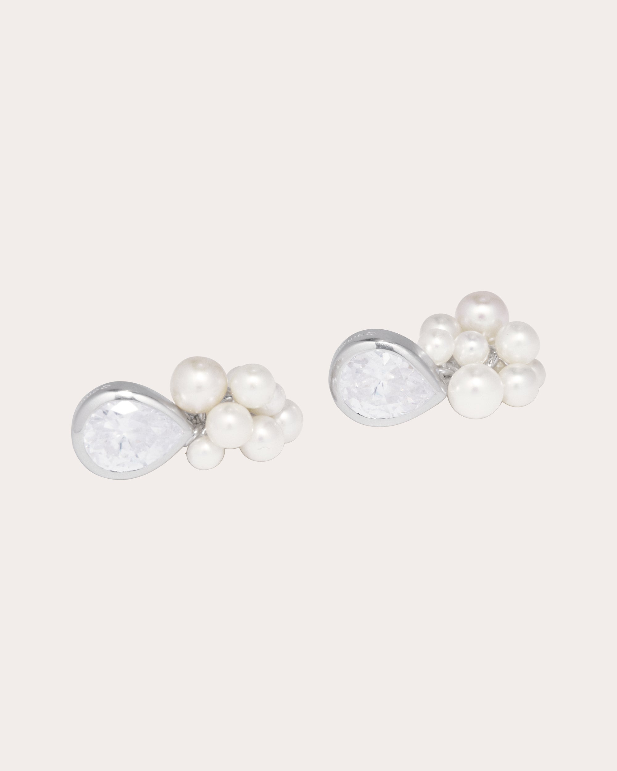 The Alchemy of Time Sterling Silver Cubic Zirconia and Pearl Earrings - 3