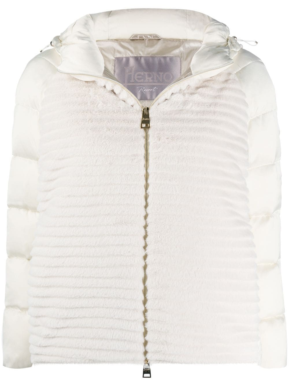 knitted panel puffer jacket - 1