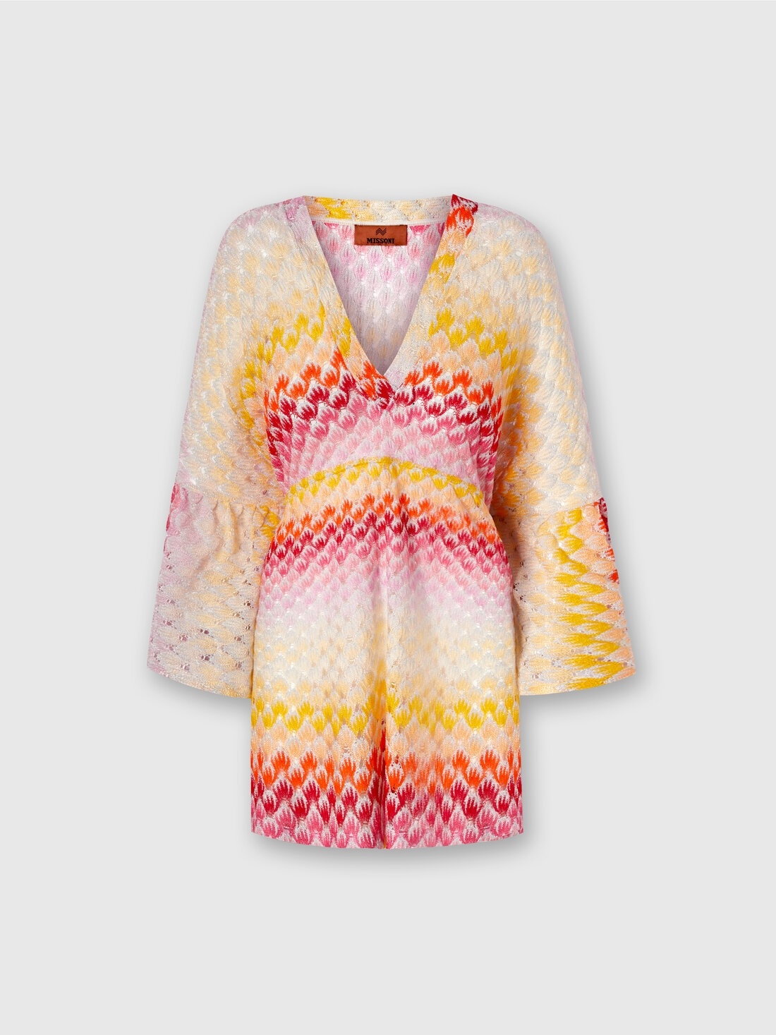 Short lace-effect cover up kaftan with lurex - 1