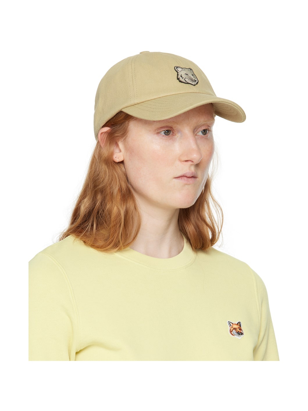 Beige Bold Fox Head Cap - 2