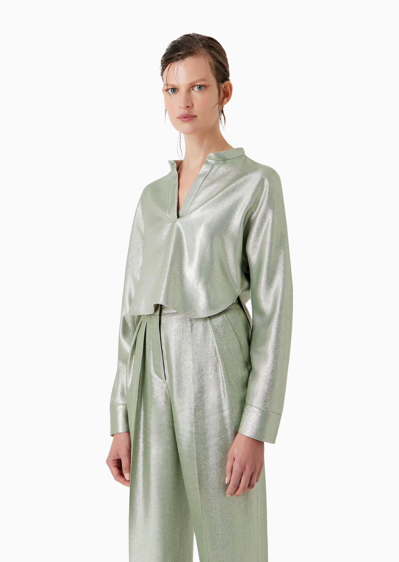 Short shirt in fluid armure lurex - 2