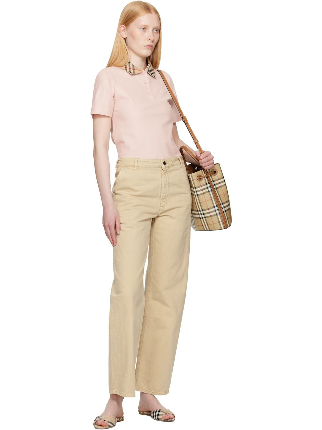 Beige Check Mews Sandals - 5