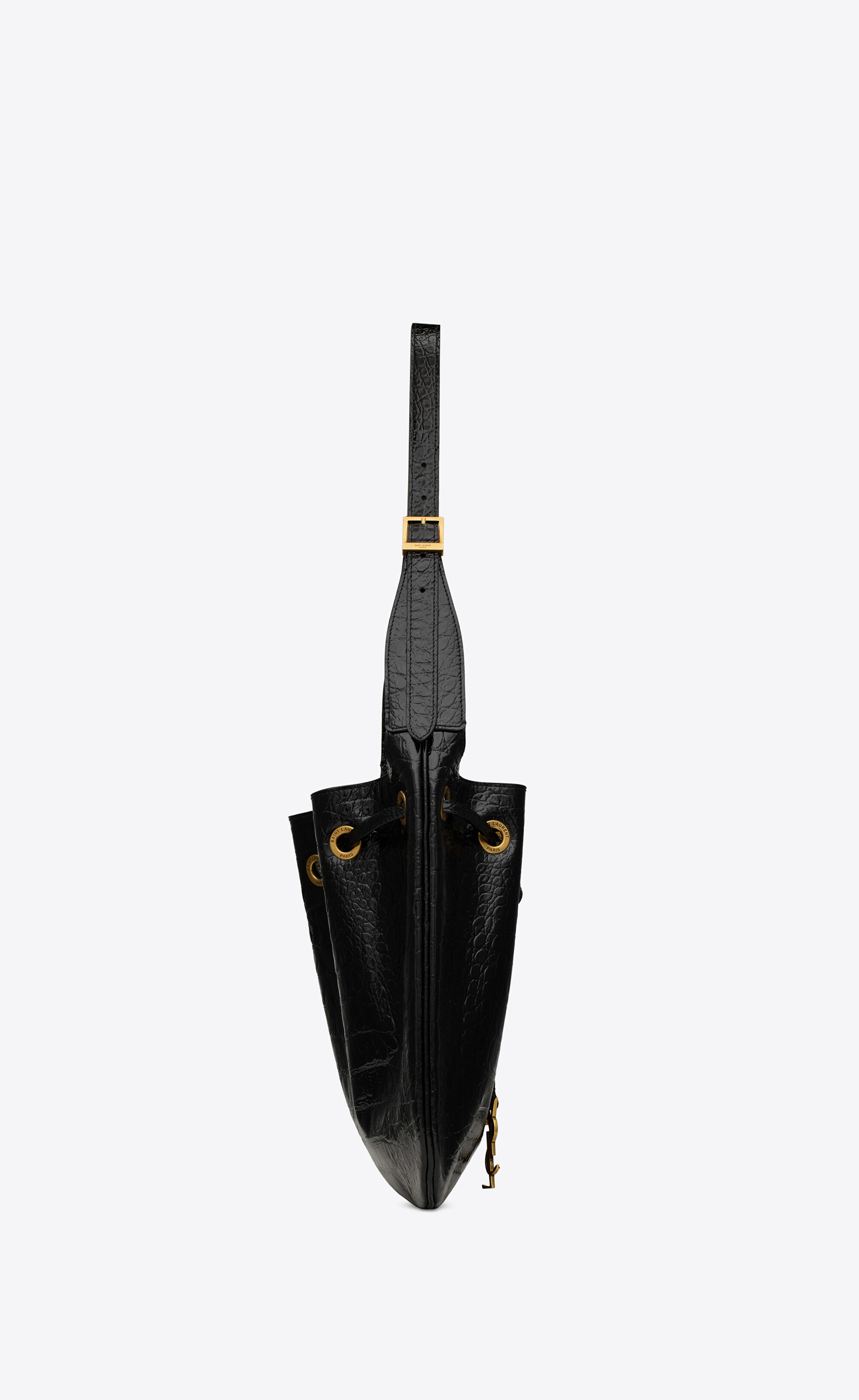 paris vii medium hobo bag in crocodile-embossed patent leather - 4
