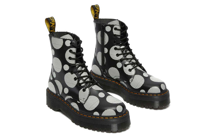 (WMNS) Dr. Martens Jadon Polka Dot Smooth Leather Platform Boots 'Black' 26882009 - 4