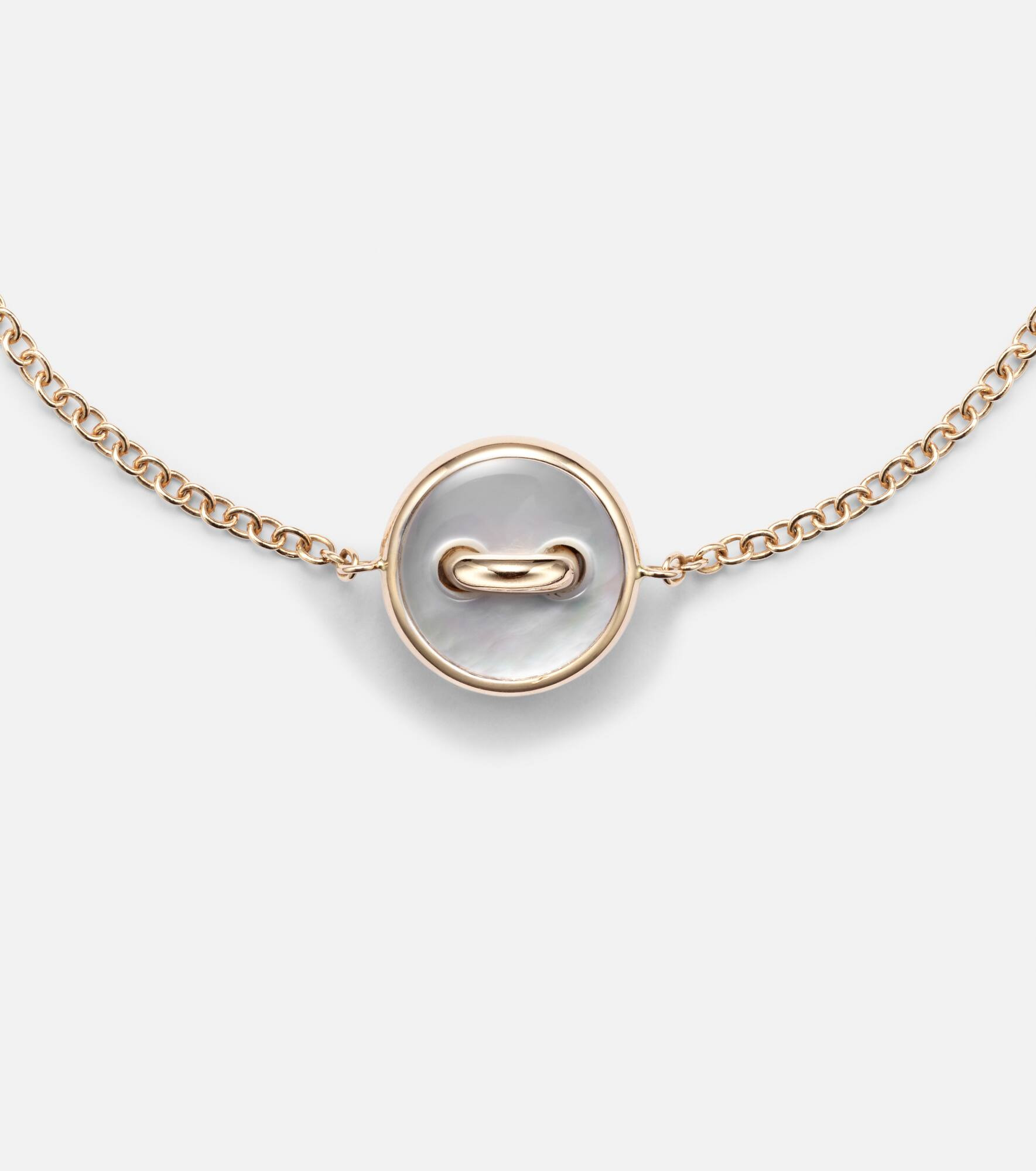Pom Pom Dot 18kt rose gold chain bracelet with white diamonds and mother of pearl - 6