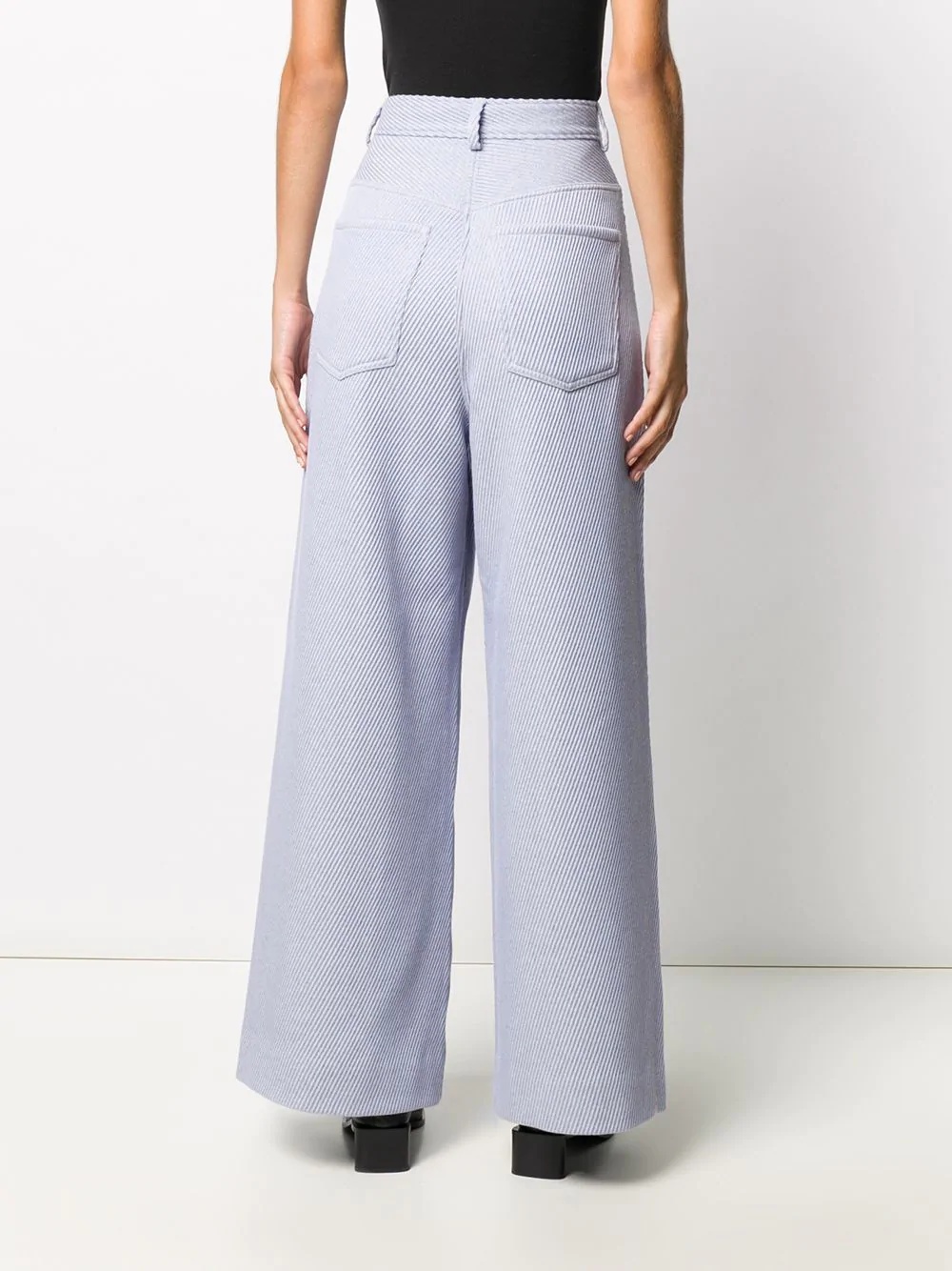 flared high-waisted twill trousers - 4