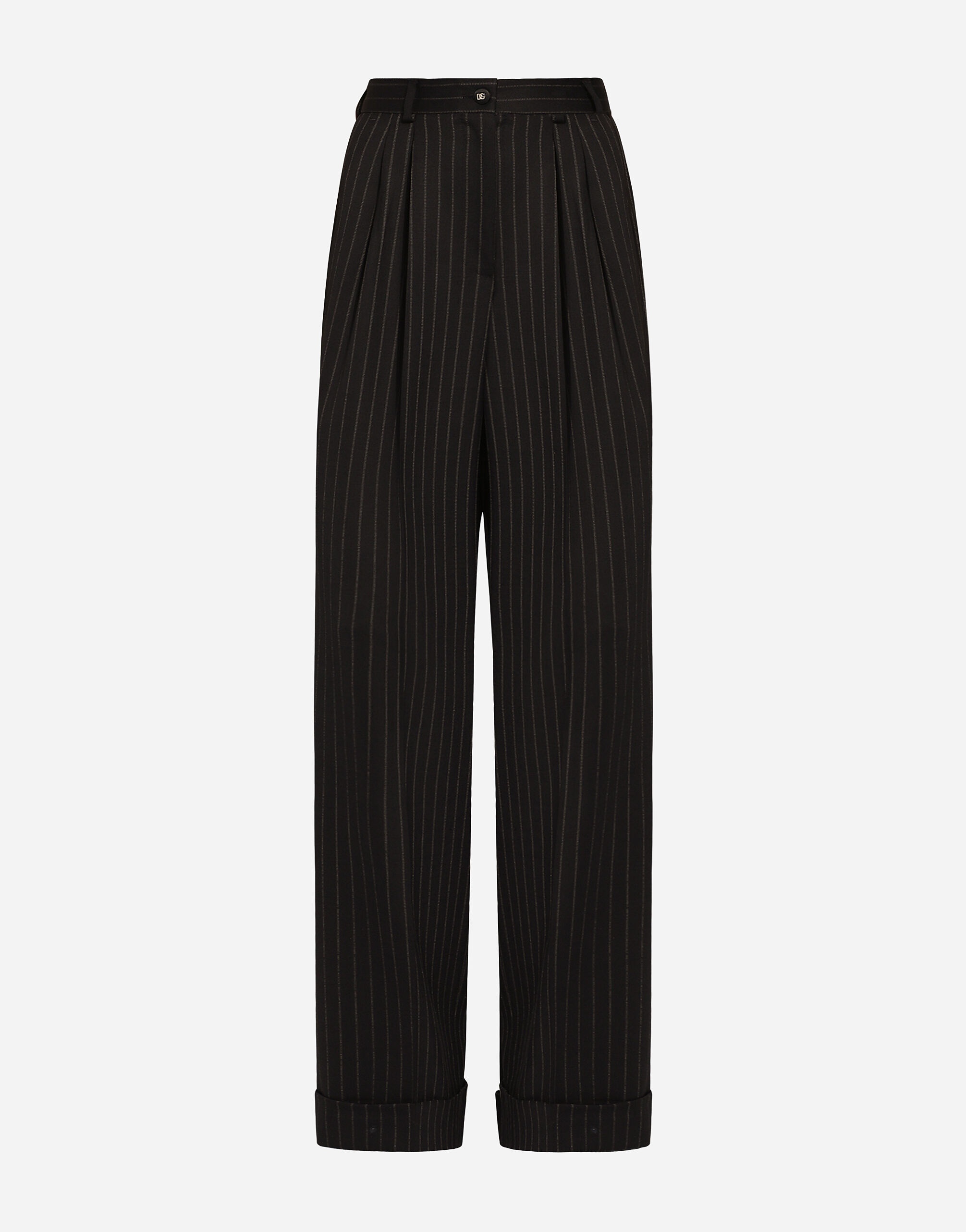 Flared pinstripe wool pants - 1