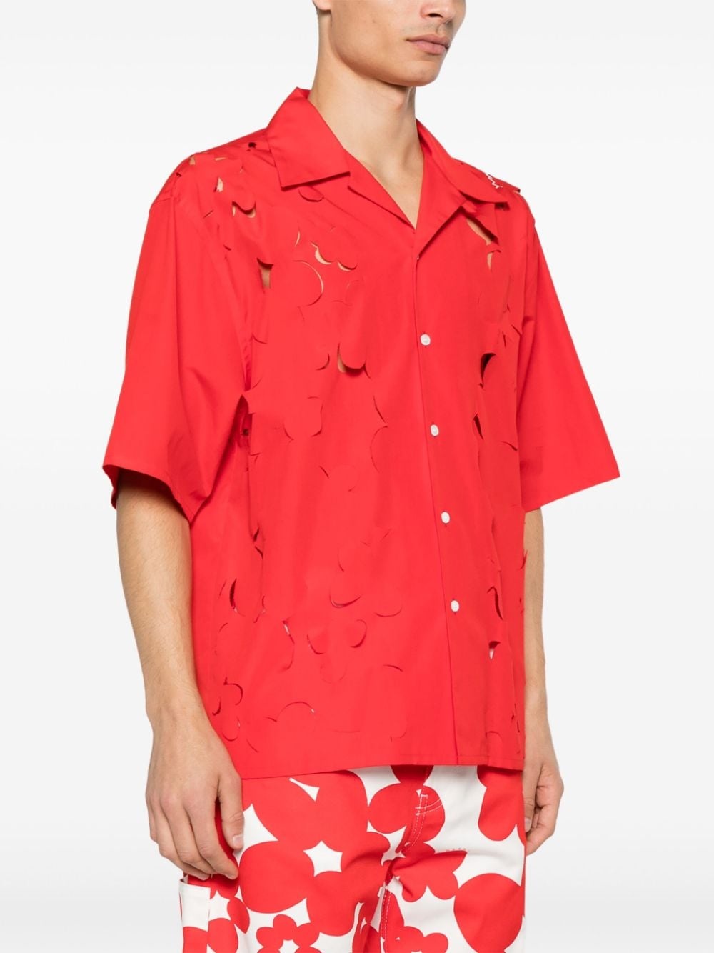 logo-embroidered cut-out shirt - 3