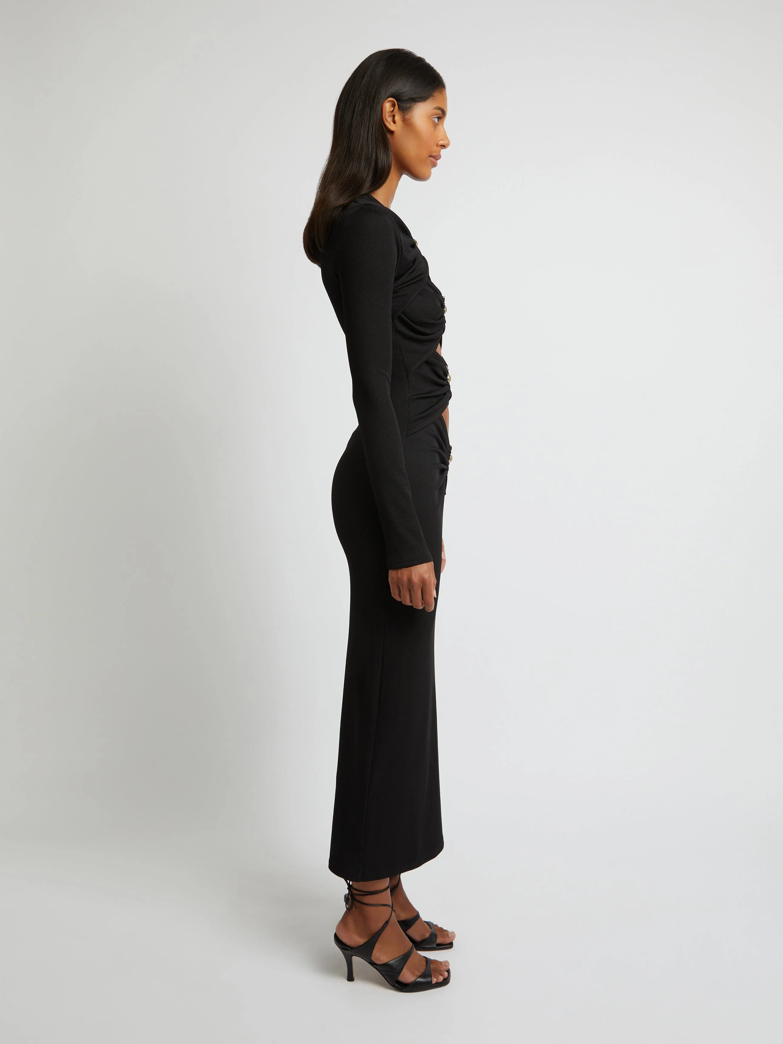 CHRISTOPHER ESBER Orbit Ruched Long Sleeve Dress | REVERSIBLE