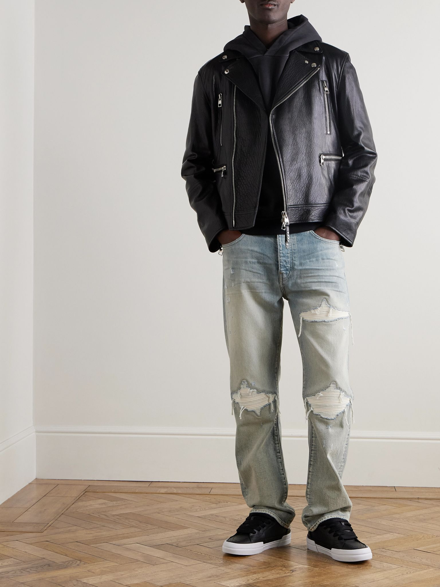MX1 Skinny-Fit Panelled Distressed Jeans Blue - 2