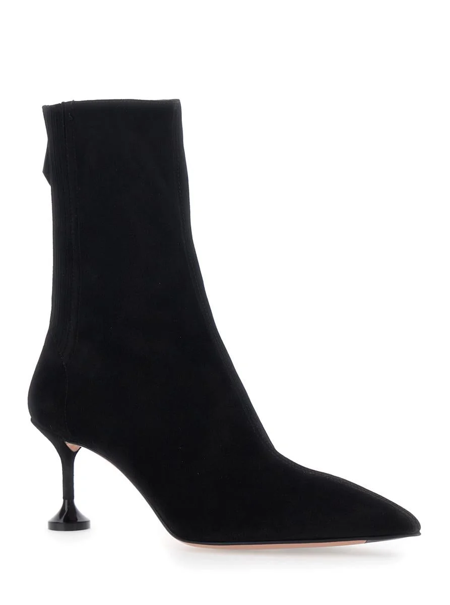 Aquazzura Black Ankle Boots With Pointed Toe And Back Closure In Suede Woman - 1