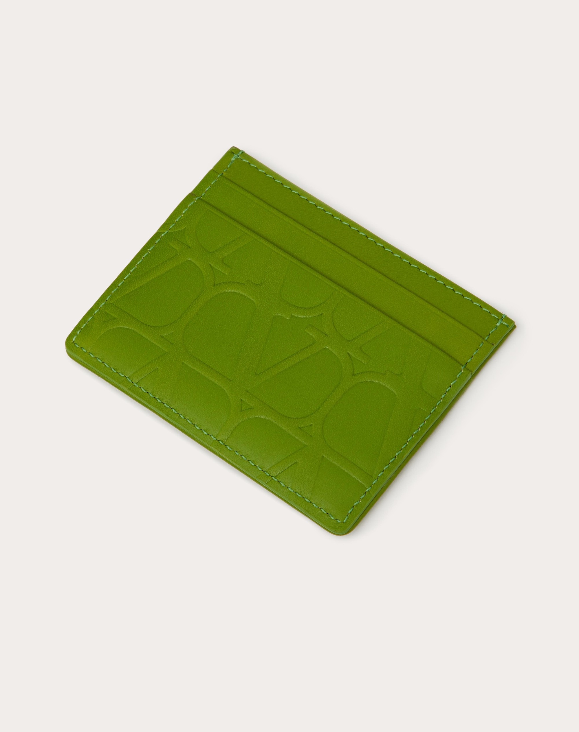 VALENTINO GARAVANI TOILE ICONOGRAPHE LEATHER CARDHOLDER IN CALFSKIN - 3