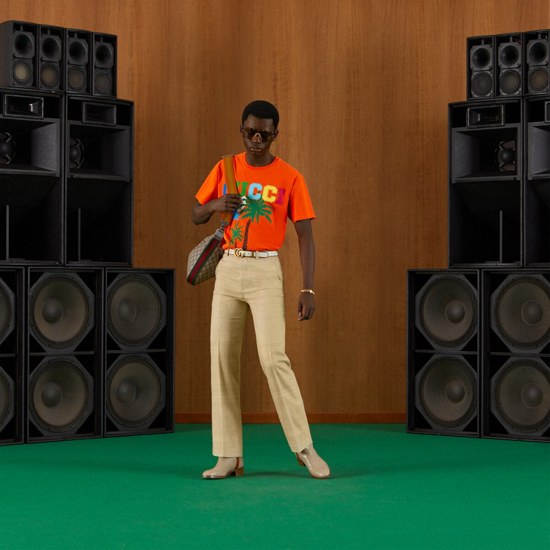 GUCCI Cotton jersey T-shirt with Gucci palms outlook