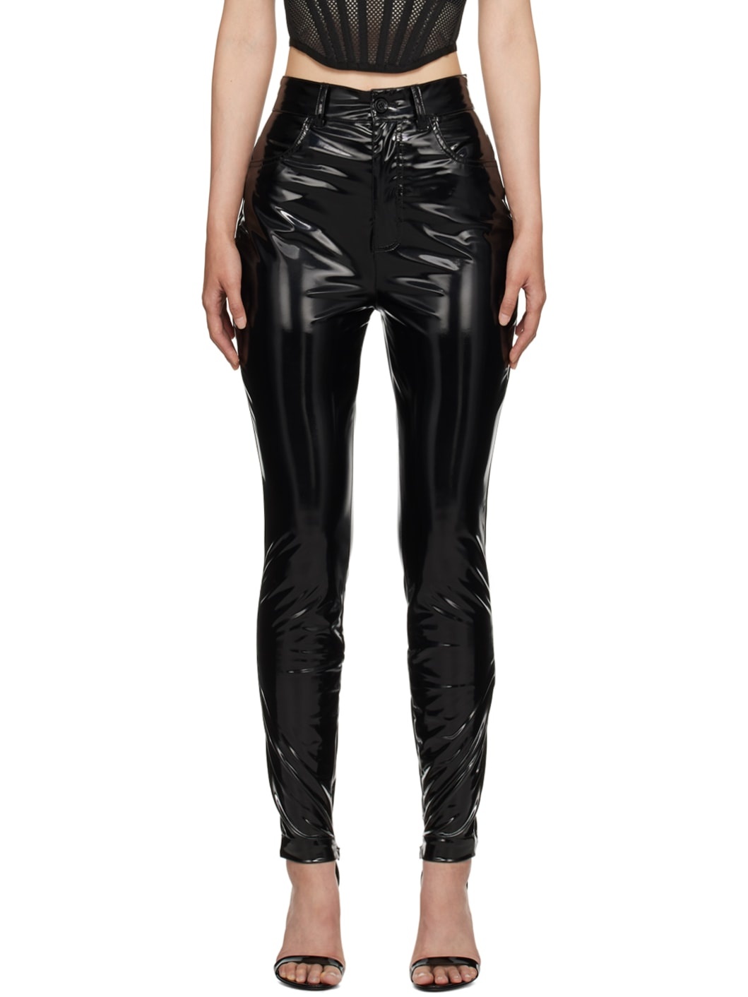 Black High-Rise Trousers - 1