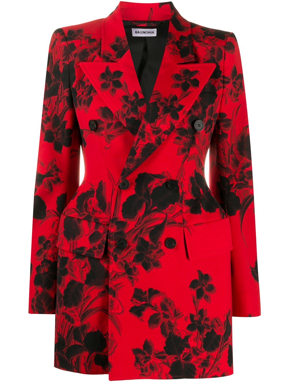 floral jacquard hourglass blazer - 1