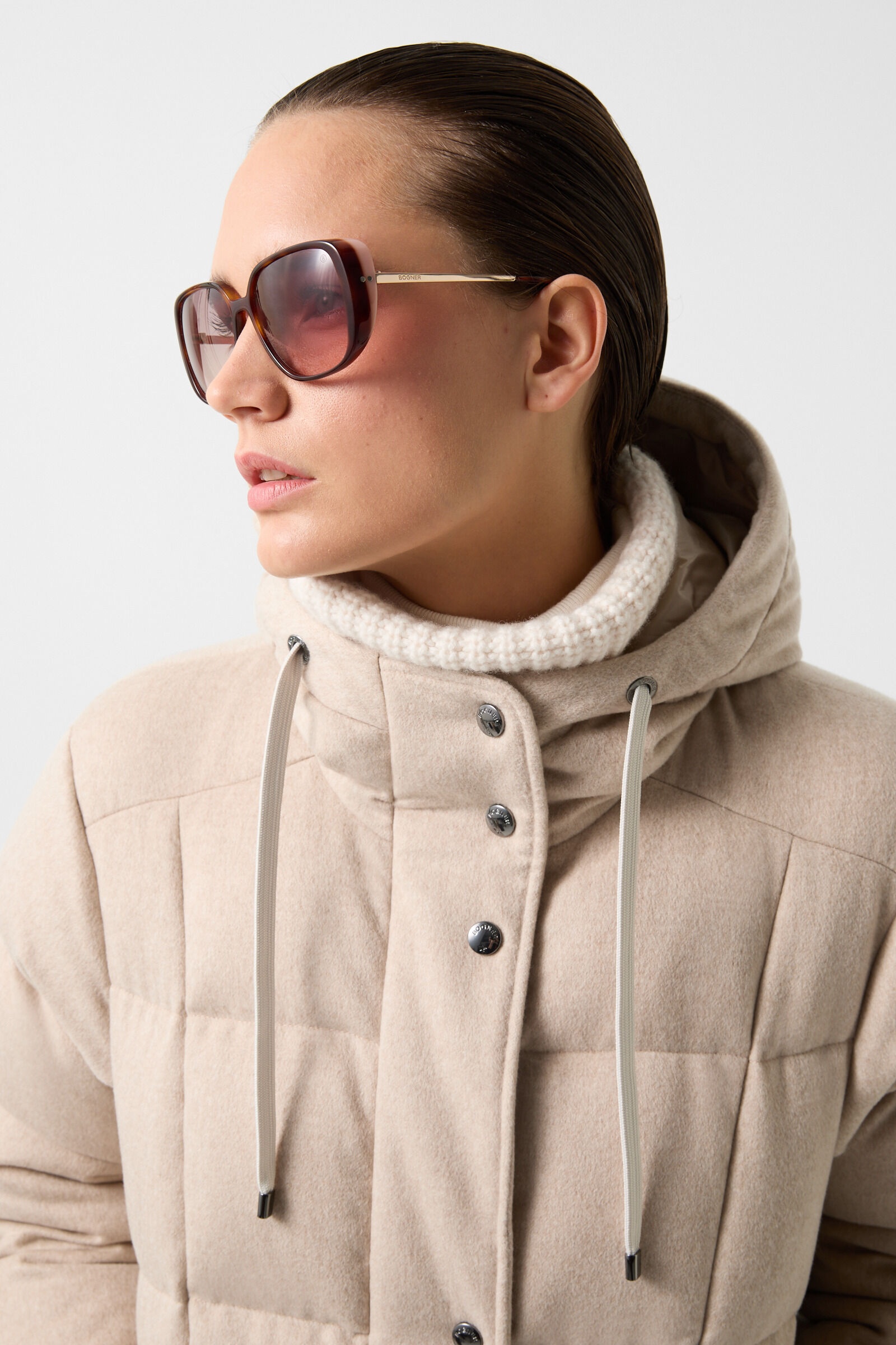 Fanja Cashmere and down coat in Beige - 5