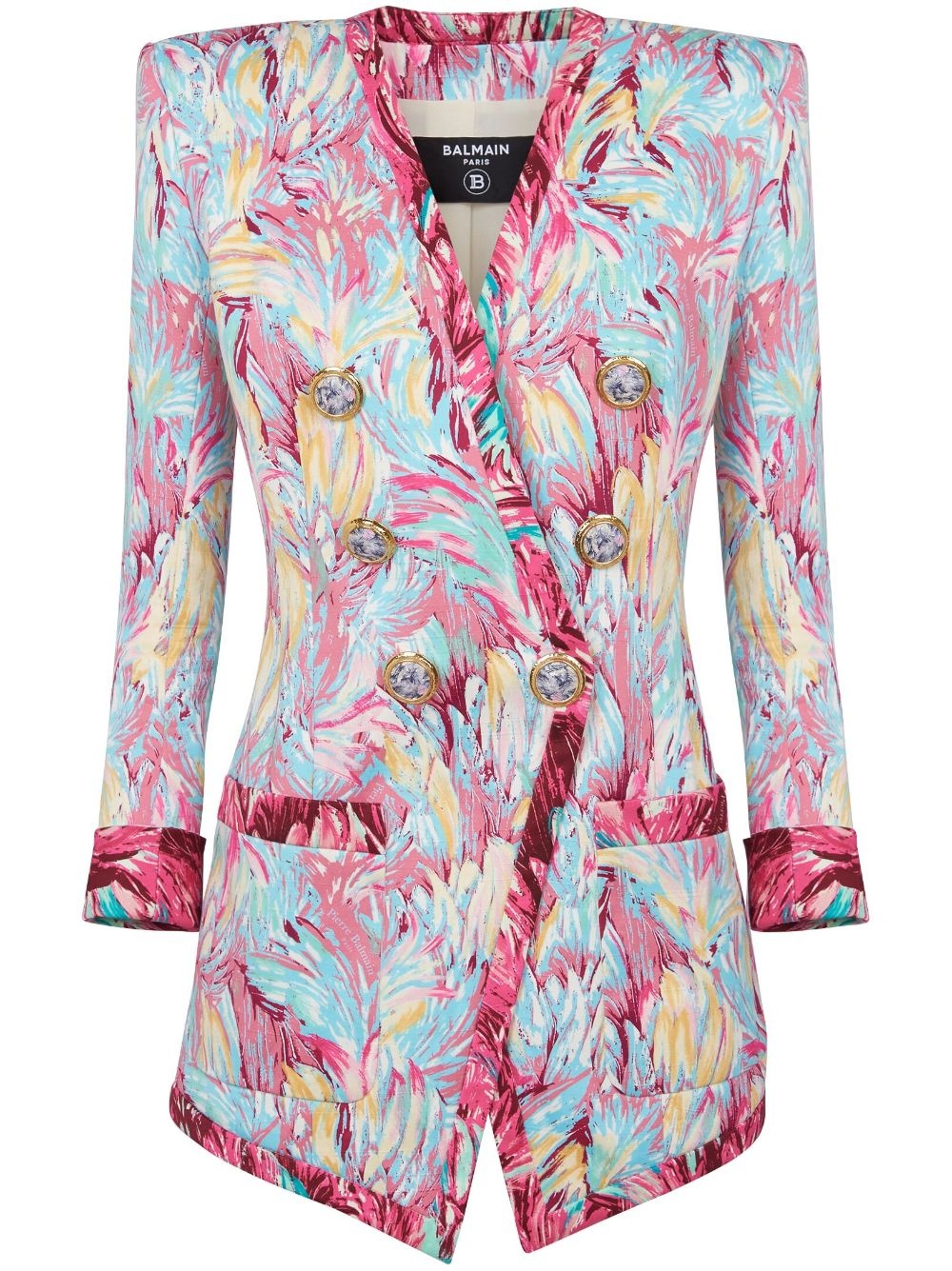 feather-print cotton blazer - 1