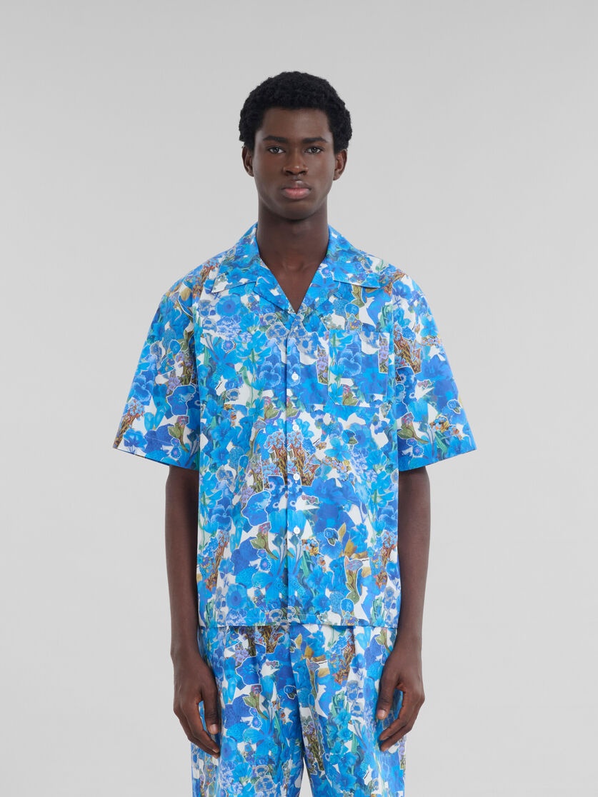 POPLIN BOWLING SHIRT WITH ALLEGRO BLUES PRINT - 2
