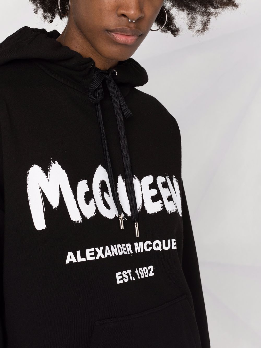 logo-print cotton hoodie - 3