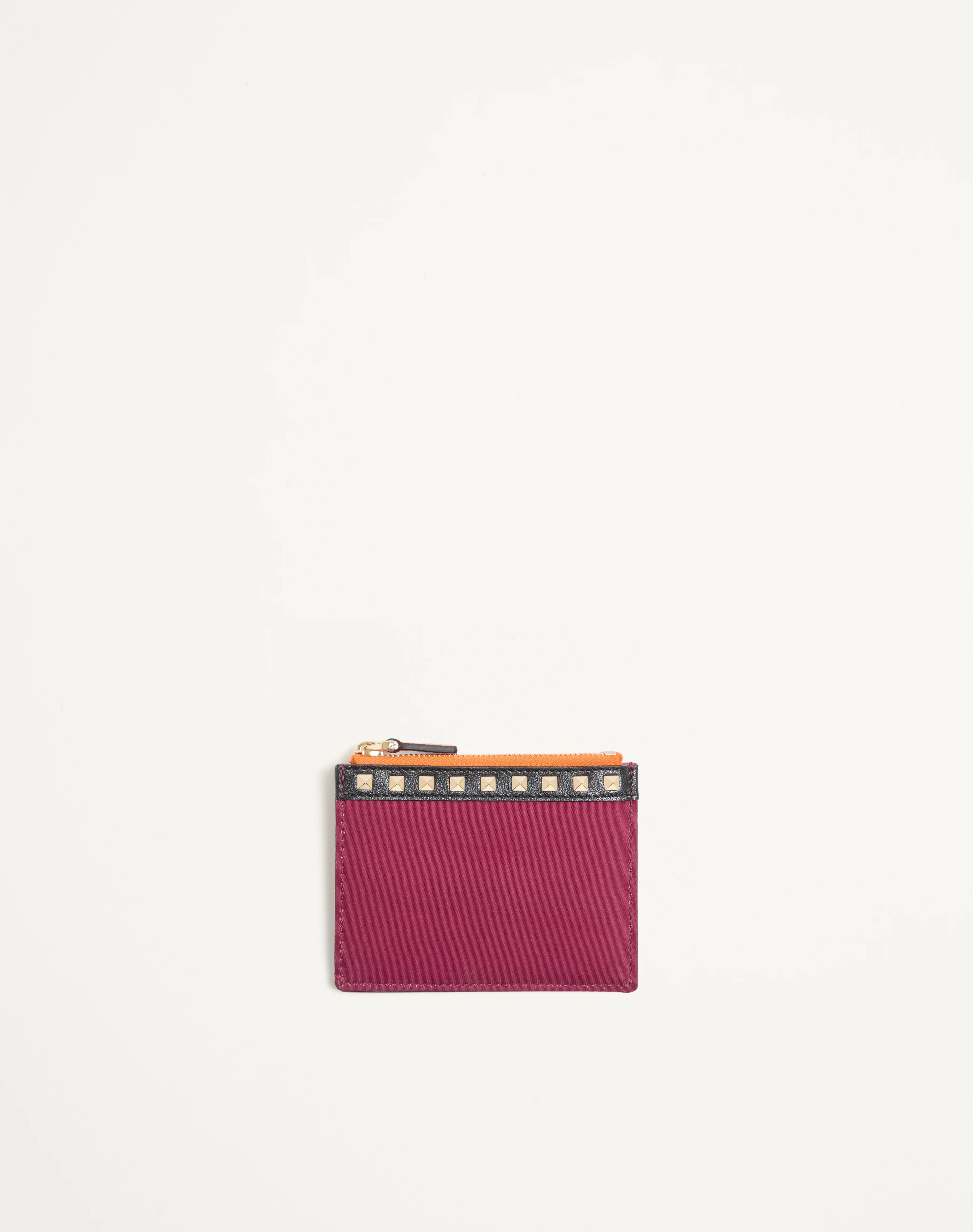 VALENTINO GARAVANI STUD UP COIN PURSE AND CARDHOLDER IN NYLON AND GRAINY CALFSKIN - 1