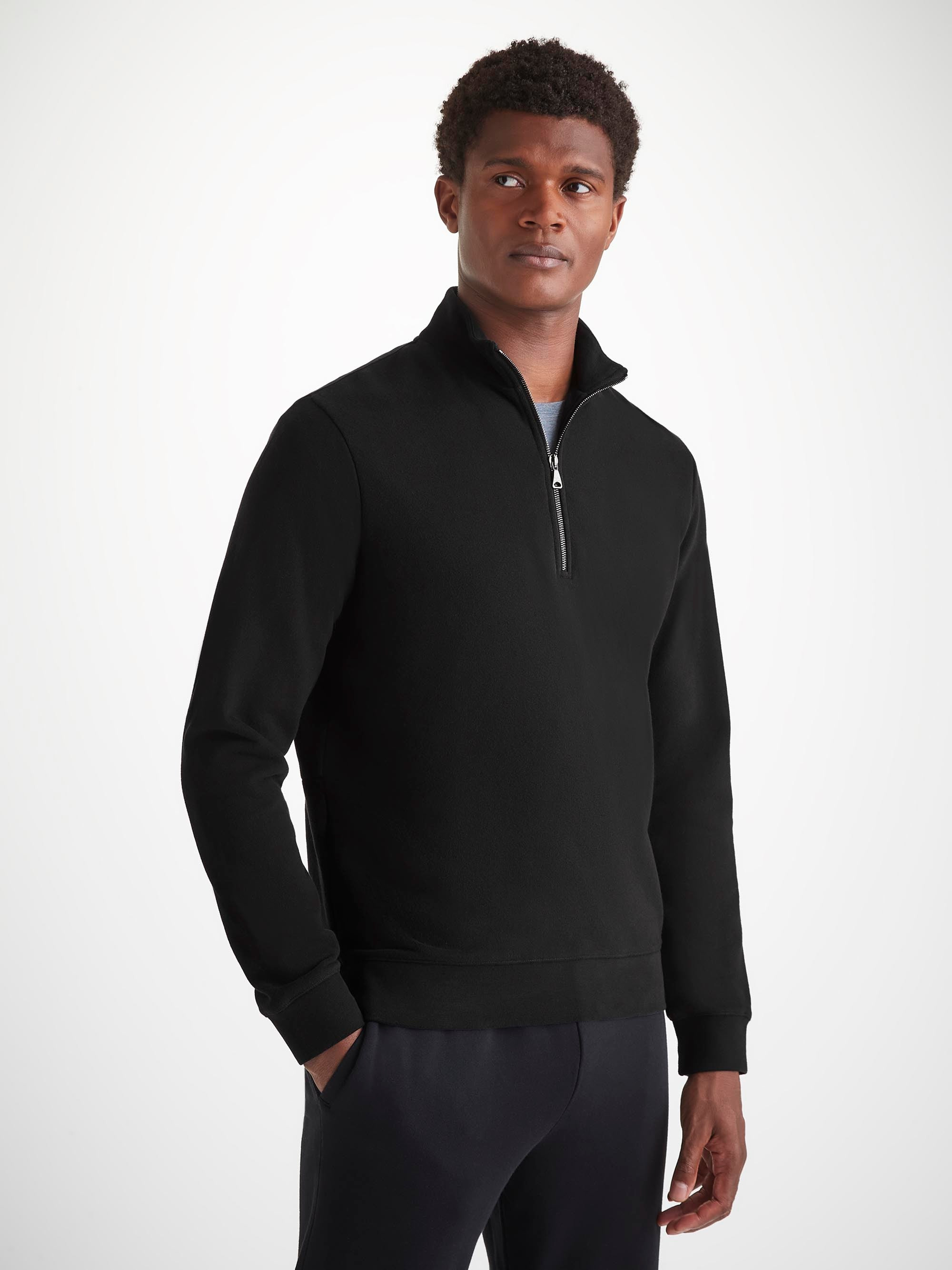 Men's Half-Zip Pullover Quinn Cotton Modal Black - 6