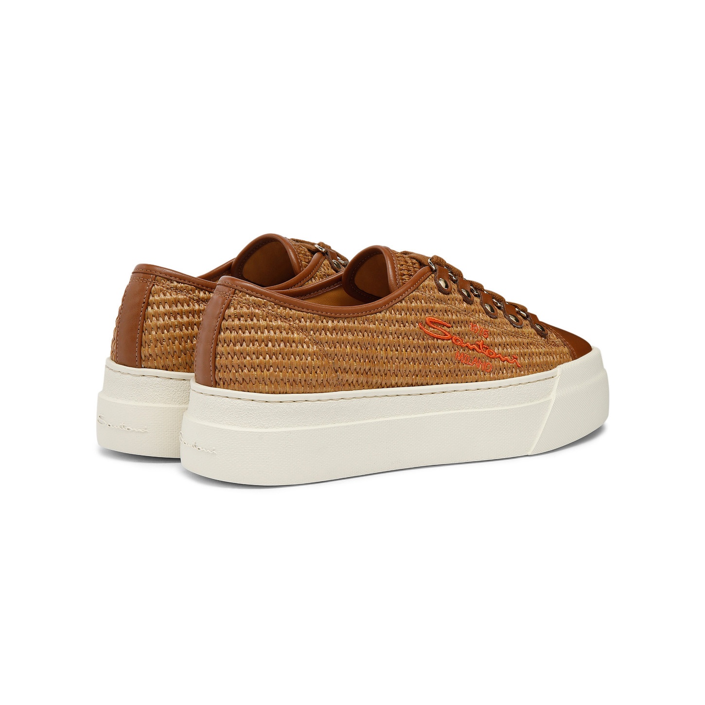 Women's brown raffia sneaker - 4