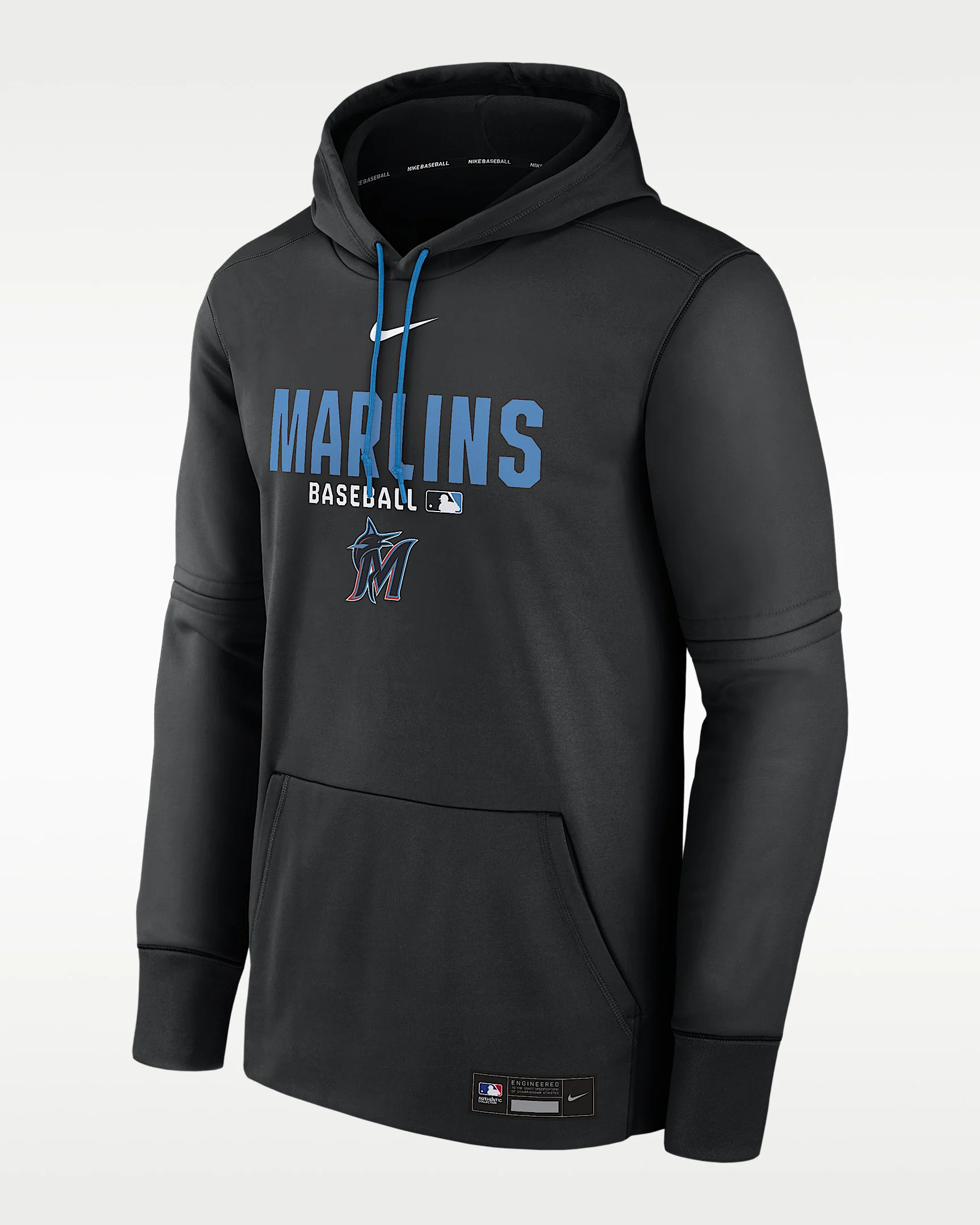 Miami Marlins Authentic Collection Men's Nike Therma MLB Pullover Hoodie - 1