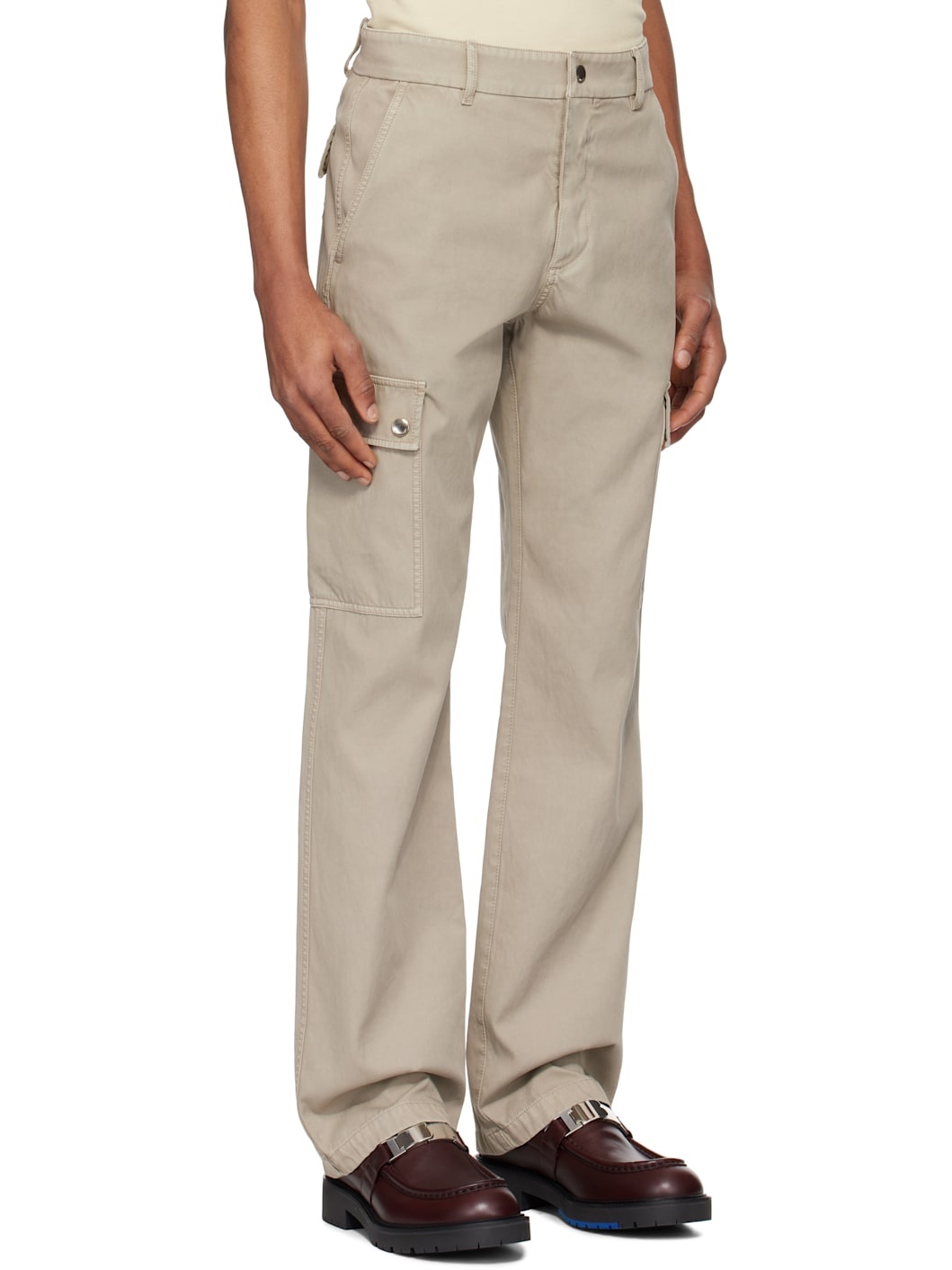 Taupe Cotton Cargo Pants - 2