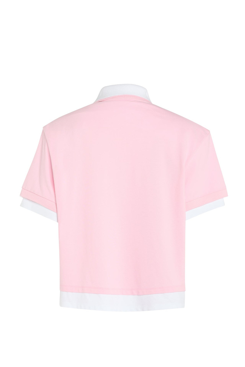 DOUBLE COLLAR RUGBY TOP PINK WHITE 3