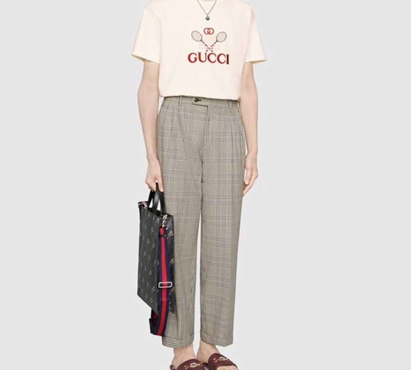 GUCCI Gucci Men's Tennis Printed Oversized Retro Short Sleeve White 548334-XJBLE-7136 outlook