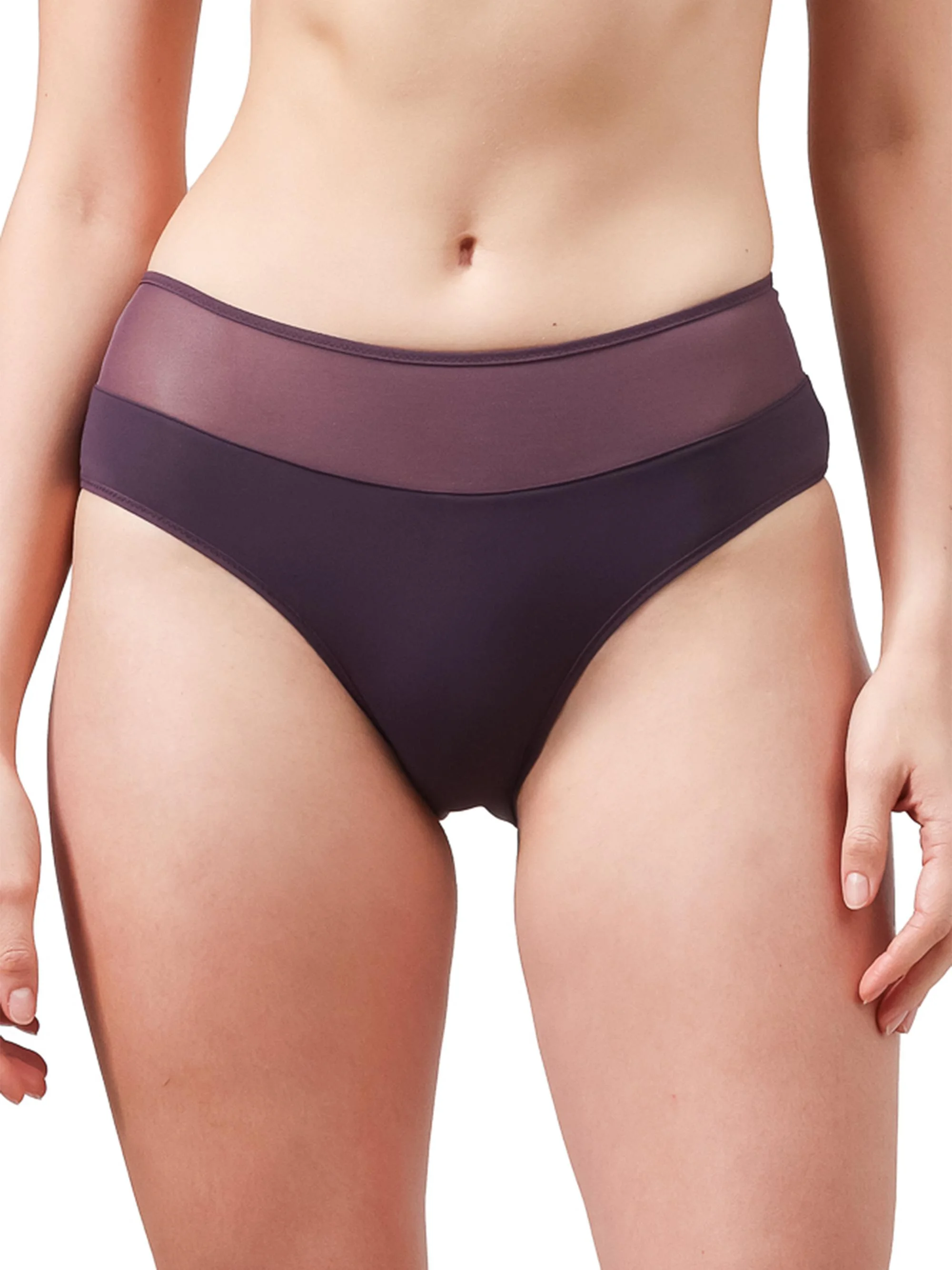 Women's Sheer Opaque Hipster Brief - Aubergine - 1