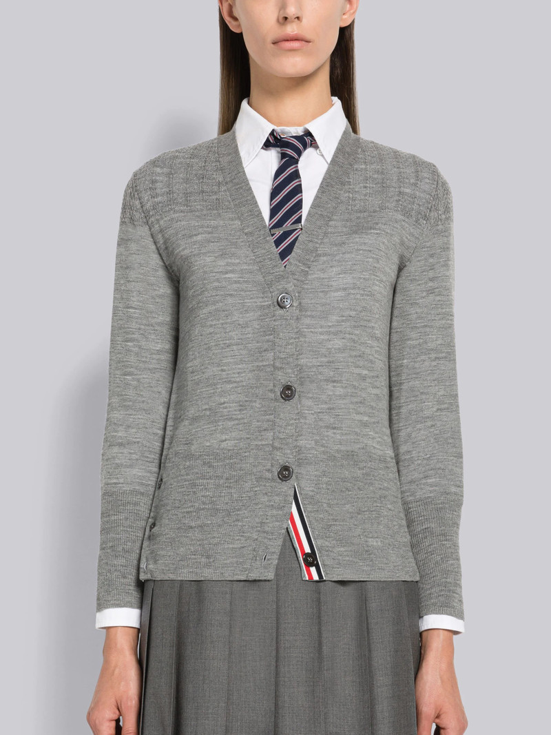 Fine Merino Wool V-Neck Yoke Cardigan 1