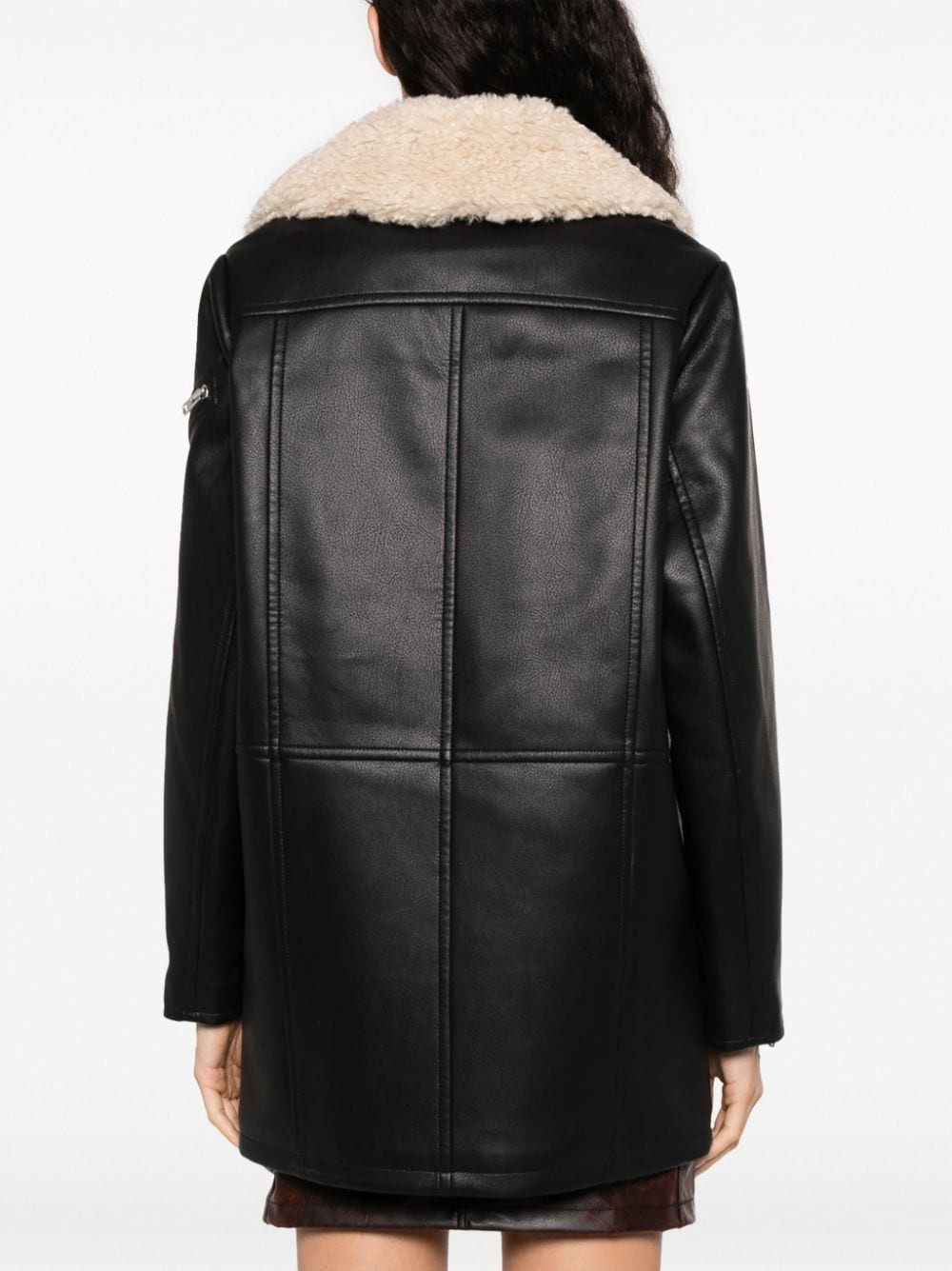 notched-collar faux-shearling jacket - 4