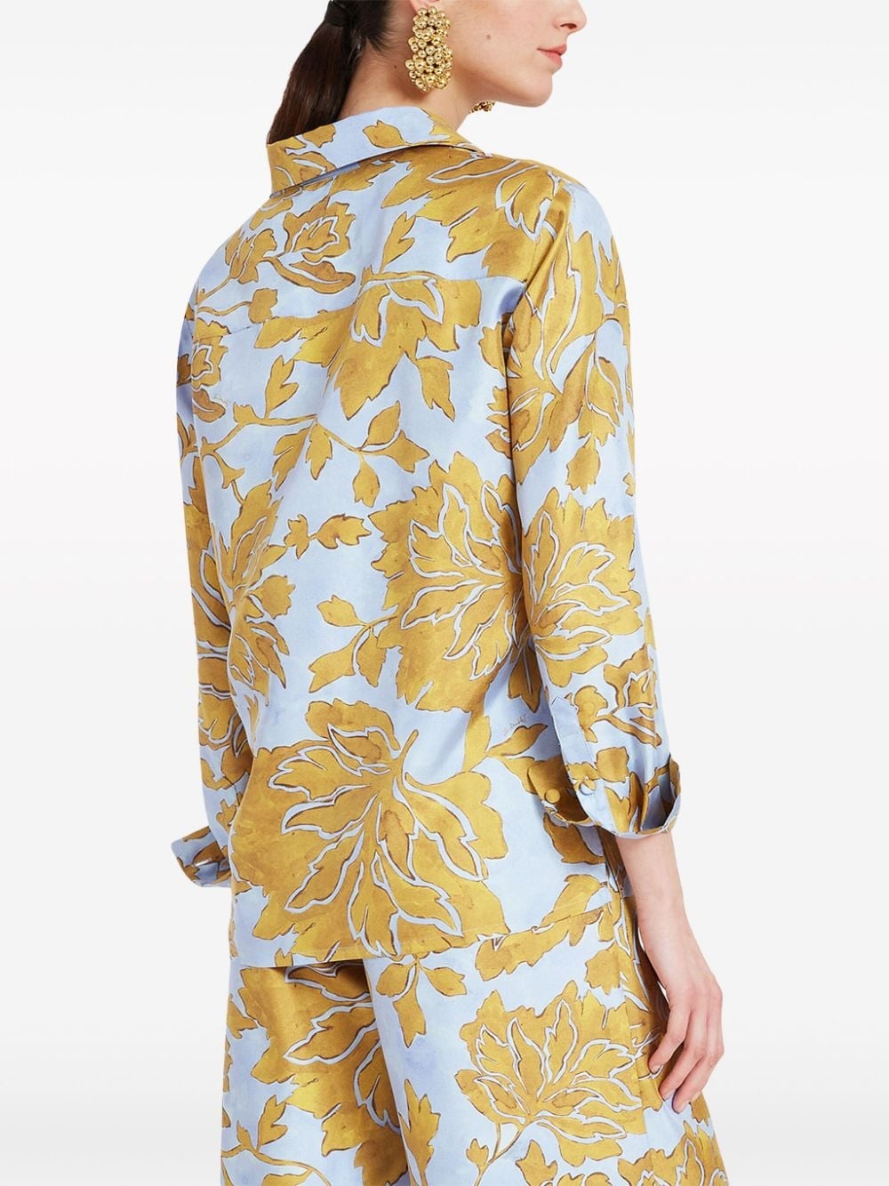 floral-print silk shirt - 3