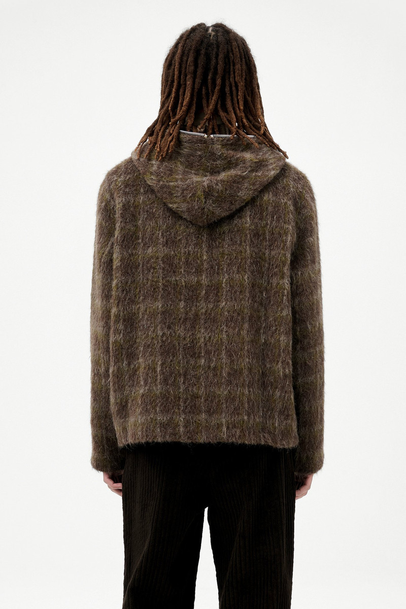 Full Zip Hood Dorf Check Hairy Wool 6