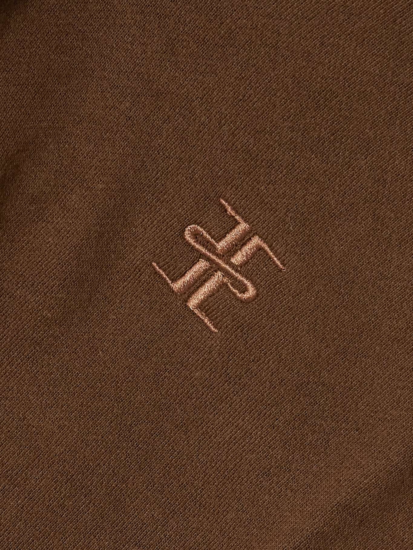 Cotton and modal-blend jersey tapered track pants Chocolate - 5