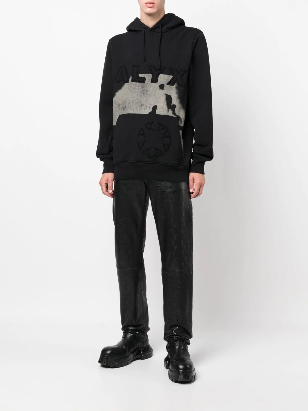 logo-embroidered cow-print hoodie - 3