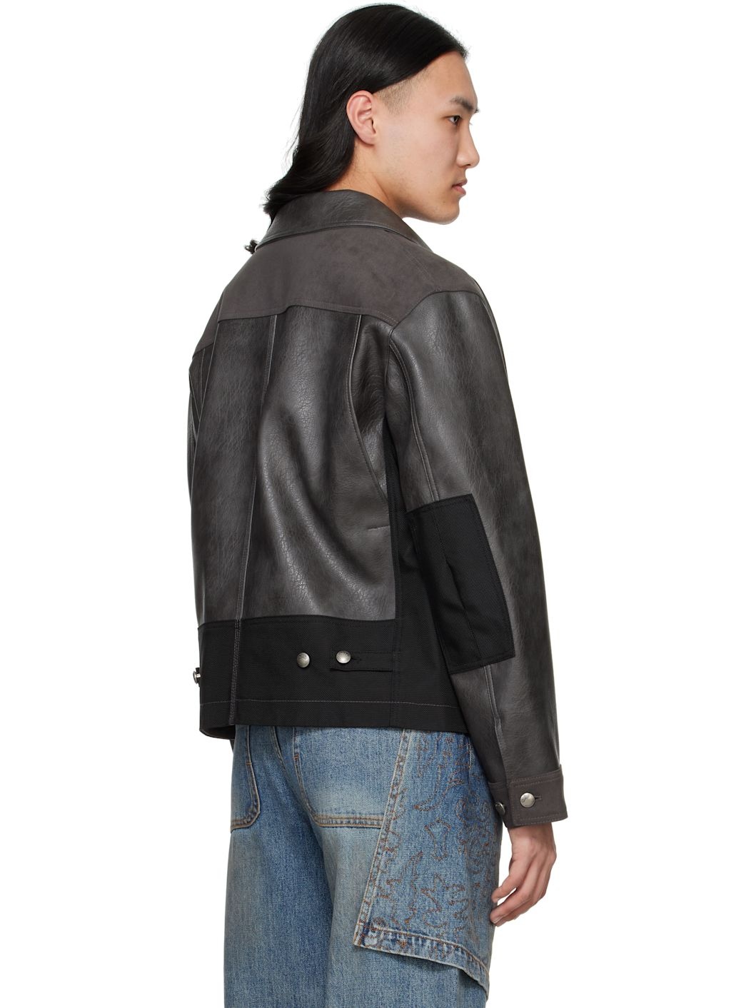 Gray Carpenter Faux-Leather Jacket - 3