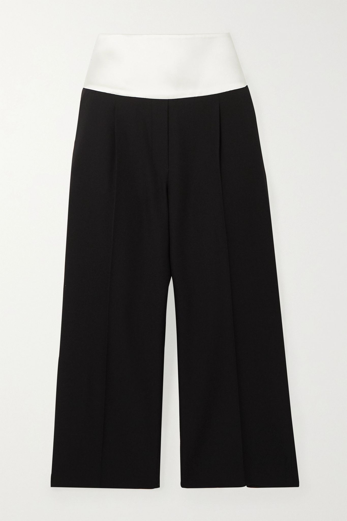 Cropped satin-trimmed grain de poudre wool pants - 1