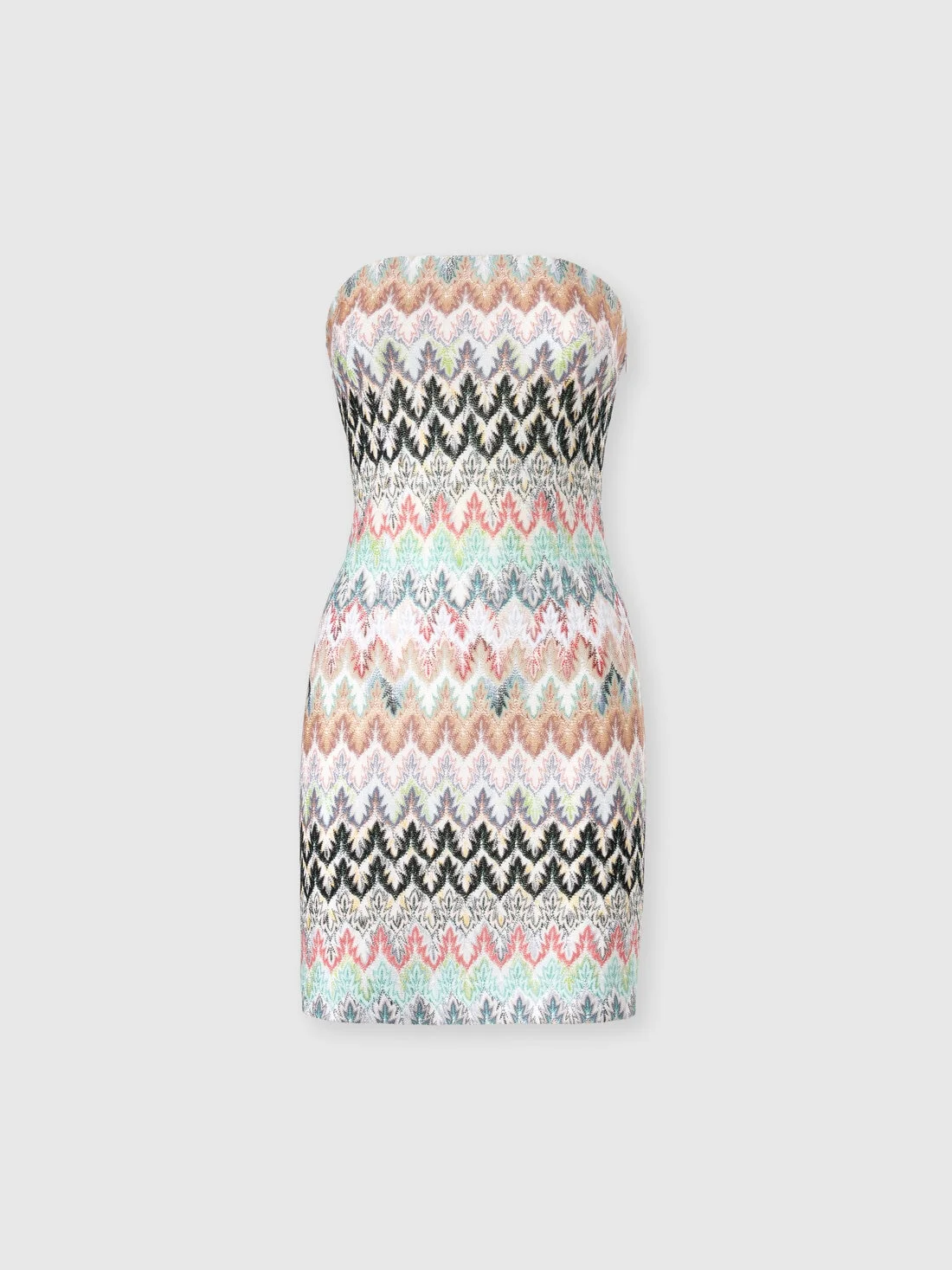 Mini dress in viscose and cotton lamé lace motif - 1
