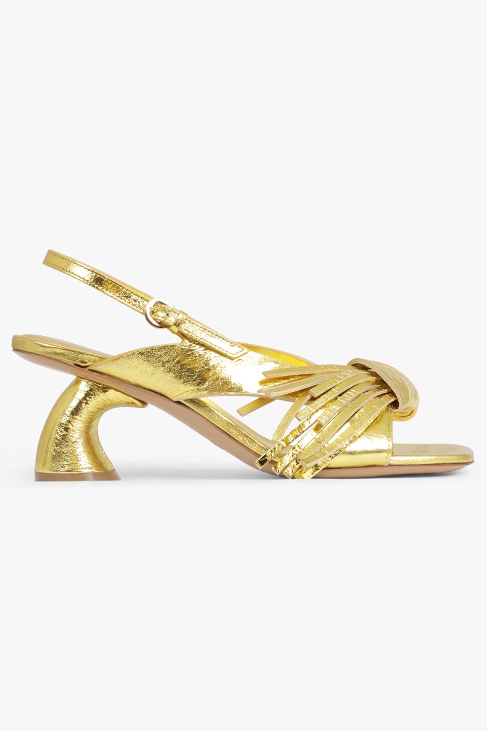 BOW DETAIL CURVED 50MM HEELED SANDAL | GOLD - 2