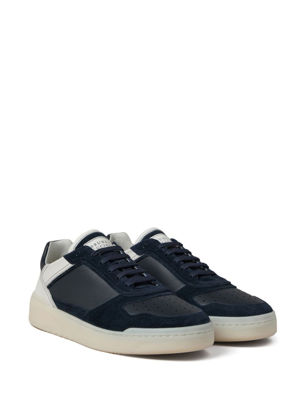 panelled leather sneakers - 2