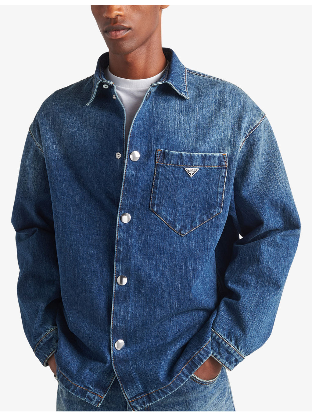 Brand-plaque boxy-fit denim shirt - 3
